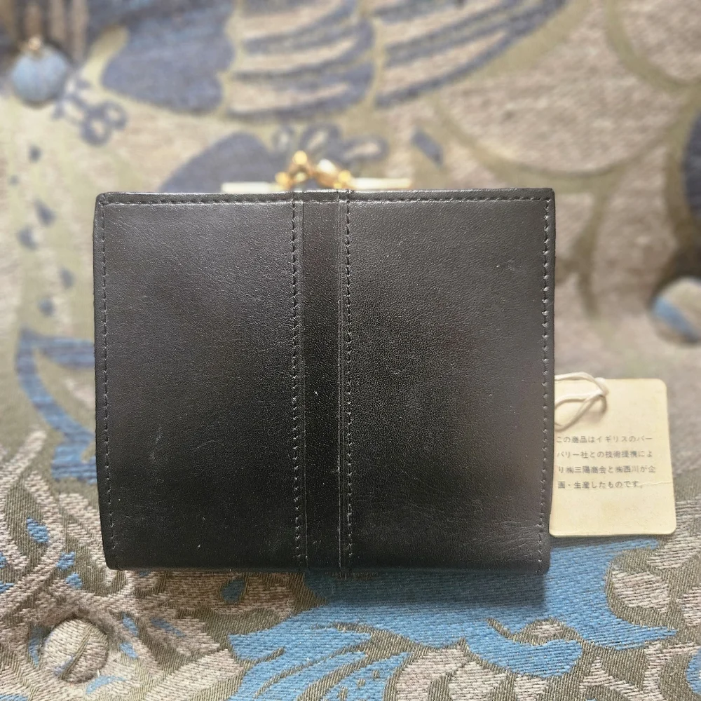 RARE Burberrys Black Leather Bifold Wallet Equestrian Knight Made In Japan - Picture 6 of 16